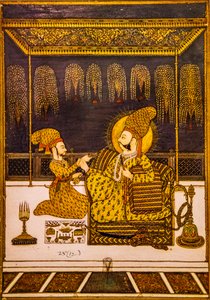 Miniaturní malba, pevnost Mehrangarh, Jodhpur, Jodhpur, Rádžasthán, Indie, Asie (foto)