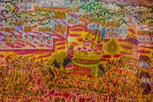 Miniaturní malba z pevnosti v Jodhpur, Holi Festival, Mandawa, Rádžasthán, Indie, Asie (foto) od Unbekannter Künstler