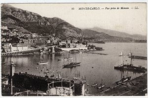 Monte Carlo (Monte-Carlo): Pohled na město z Monaka - pohlednice konec 19.-20. od William M. Timlin