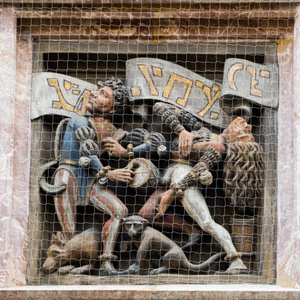 Morris dancers, reliéf na Goldenes Dachl arkýř, Innsbruck, Tyrolsko, Rakousko, Evropa (foto) od Unbekannter Künstler
