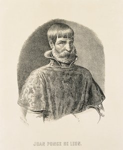 PONCE DE LEON, Juan (1460-1521). Španělský dobyvatel Portorika (1508) a objevitel Floridy (1502) (rytina) od Unbekannter Künstler