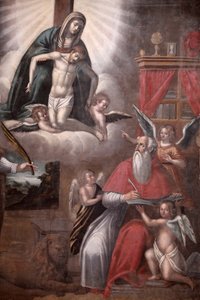 Malba v kostele Tricase: Svatý Marek píšící evangelium, Tricase, Itálie od Unbekannt