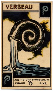 Paranormální. Astrologie. Vodnář (Nosič vody). Astrologická karta od: Le Tarot Astrologique (Astrologický tarot), Georges Muchery, Francie od Unbekannter Künstler