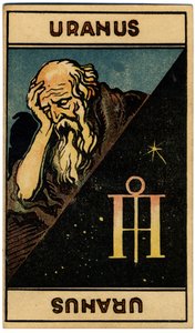 Paranormální. Astrologie. Uran (planeta). Astrologická karta od: Le Tarot Astrologique (Astrologický tarot), Georges Muchery, Francie od Unbekannter Künstler