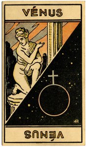 Paranormální. Astrologie. Venuše (planeta). Astrologická karta od: Le Tarot Astrologique (Astrologický tarot), Georges Muchery, Francie od Unbekannter Künstler
