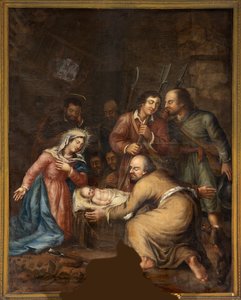 Farní kostel (Schendelbeke, farní kostel sv. Amandus). malování. od Unbekannter Künstler