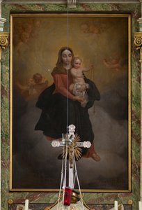 Farní kostel (Sint-Machutuskerk Wannegem). Interiér. Hlavní oltář. Malování. Podepsán Van Lanselaere 1844. od Unbekannter Künstler
