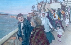 Matkustajat höyryaluksen kannella od Unbekannter Künstler