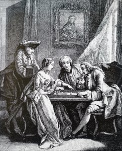 Lidé hrající Tric-Trac od Unbekannt