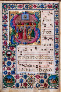 Knihovna Piccolomini: sborová kniha, treska. 23,8, násl. 100v s „The Pentecost“, od Girolamo da Cremona. od Unbekannter Künstler