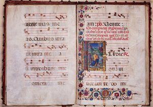 Piccolomini Library: Choir Book, cod. 7.G, násl. 40v-41r s „Jeremiášovou vizí“ od Guidoccia Cozzarelliho. od Unbekannter Künstler