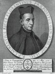 Portrét Lorenza Ricciho (1703-1775), italského jezuity a 18. generálního představeného Tovaryšstva Ježíšova, rytina od William M. Timlin