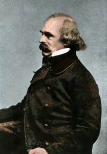 Portrét Nathaniela Hawthorna (1804-1864), amerického spisovatele, asi 1862 nebo 1863 - kolorovaná fotografie 19. století - (Nathaniel Hawthorne, asi 1862 nebo 1863 - ručně kolorovaná polotónová reprodukce fotografie pořízené v Bostonu) od Unbekannter Künstler