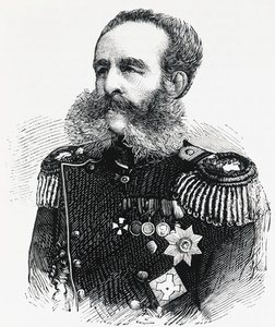 Portrét prince Dmitrije Ivanoviče Svjatopolka-Mirského (1825-1899), ruského generála, rytina od William M. Timlin