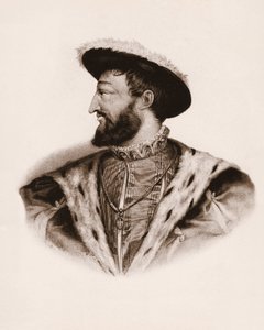 Portrét francouzského krále Francoise I. (1494-1547) Rytina z 19. století od Unbekannter Künstler