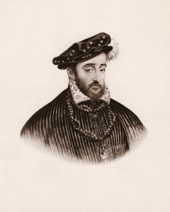 Portrét francouzského krále Jindřicha II (1519-1559) Rytina z 19. století od Unbekannter Künstler