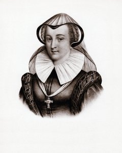 Portrét francouzské královny Marie Stuartovny (Marie Iere Skotské) (1542-1587). Rytina z 19. století od Unbekannter Künstler