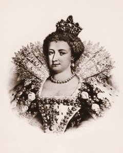 Portrét francouzské královny Marie de Medicis (1576-1642) Rytina z 19. století od Unbekannter Künstler