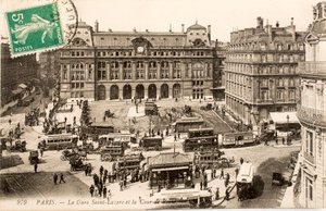 Pohlednice/Gare Saint Lazare/Paříž/Seina/Ile de France/Francie od William M. Timlin