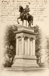 Pohlednice/Socha Lafayette/Cour du Louvre/Paříž/Seine/Ile de France/Francie od William M. Timlin