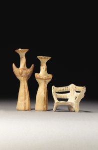 Ženský idol typu Psi, ženský idol typu Tau a model trůnu, 1400-1200 př.n.l. od Unbekannt