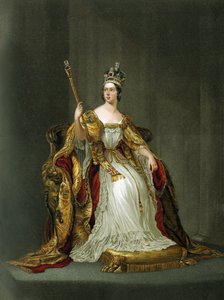 Anglická královna Viktorie ve svém korunovačním oděvu v roce 1837 od Unbekannter Künstler
