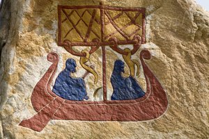 Registrace a reprezentace drakkaru (Vikingské lodi) Viking Rune. Muzeum Vikingů, Bork na fjordu Ringkoebing, Dánsko od Unbekannter Künstler