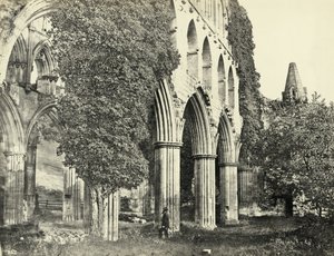 Rievaulx Abbey, North Yorkshire, Velká Británie (černobílá fotografie) od Unbekannter Künstler