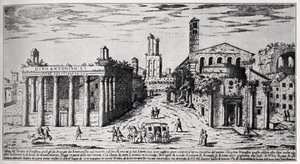 Forum Romanum 16. století (rytina) od Unbekannter Künstler