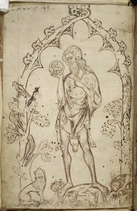 Royal MS 10 B XIV f.3 St John the Baptist (pero a inkoust na papíře) od Unbekannter Künstler