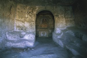 Ruiny kostela, Rocky Church, Matera, Basilicata, Itálie od Benjamin Baud