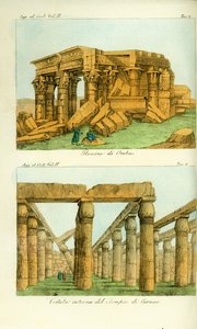 Ruiny chrámu Kom Ombo (Ombas), Núbie a pohled na chrám Karnak, Luxor, Egypt od Unbekannt