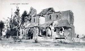 Ruiny kostela ve vesnici Frise, Somme, Francie 1914-1918 (pohlednice) od Unbekannter Künstler