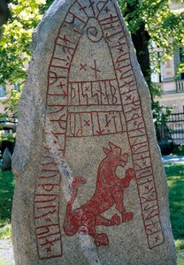 Rune Stone, Lund, Švédsko. Vikingská civilizace.