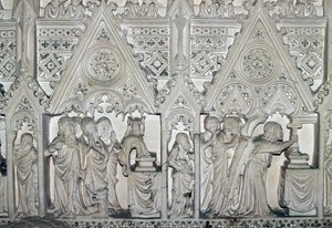 Sarkofág Pedro I (1320-1367) s výjevy ze života svatého Bartoloměje, kostel kláštera Alcobaca (Seznam světového dědictví UNESCO od Benjamin Baud