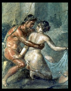 Satyr a Maenad, detail z nástěnné malby v Pompejích od Unbekannter Künstler