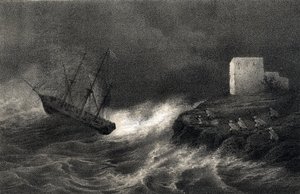 Vrak cihel „Aventure“ a „Silene“ na alžírském pobřeží, 15. května od Unbekannter Künstler