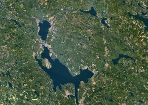 Siljan Meteor Impact Crater, Švédsko, True Color Satellite Image od Unbekannter Künstler