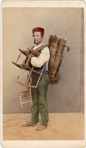 Malý metier: portrét mladého doplňovače židlí, Benátky. 19. století Tisk na karton Rozm. 10,5 x 6 cm od Unbekannt