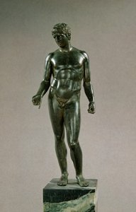Socha Merkura, adaptace řeckého Discophoros Polyclitus, římský, 25-50 nl (bronz) od Unbekannt