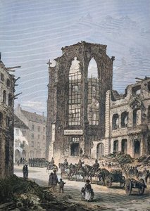 Zničená budova knihovny ve Štrasburku od Unbekannter Künstler