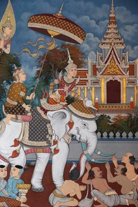 Život Buddhy, nástěnná freska, klášter Wat Maniratanaram, Phnom Penh, 2022 (foto) od Unbekannter Künstler