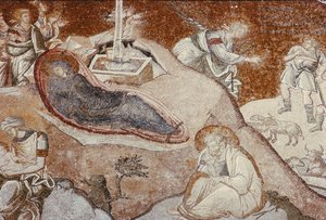 Narození Páně, z kláštera Chora, byzantský, kolem 14. století (mozaika) (podrobnosti viz 119256) od Unbekannt