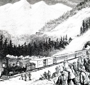 Pacifická železnice v pohoří Sierra Nevada. od Unbekannt