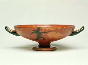 Pronásledování Persea, podkrovní černý figurální kylix vyrobený The Pepaks Master, 525-520 př.nl (keramika) od Unbekannt