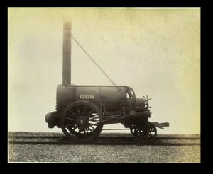 „Rocket“ navržený Georgem Stephensonem (1781-1848) v roce 1829, kolem roku 1905 (bromová fotografie) od Unbekannt