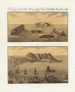 Plovoucí baterie britské armády v Gibraltaru v roce 1782. Dvoupatrová bárka s 210 děly a další jednopatrová bárka navržená francouzským inženýrem Arconem k bombardování města. Plovoucí baterie britského námořnictva v Gibraltaru od Unbekannter Künstler