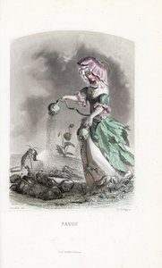 Poplatek za mák sype opiové lusky na drogy z koleopter a sarančat - Eau forte od Charlese Geoffroye (1819-1882) podle ilustrace Jeana Ignace Isidora Gerarda dit J.J.Granville (1803-1847) pro Les fleurs animees. od Unbekannter Künstler