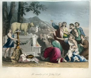 Uctívání zlatého telete - Bible od Unbekannter Künstler