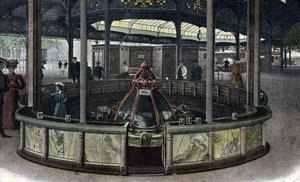 Termální turistika: la source de la sainte Grille a Vichy, Allier 1905 ca. (lázeňská turistika: pramen Sainte-Grille ve Vichy, Francie) od Unbekannter Künstler